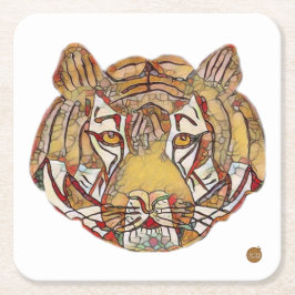 Tiger's Face Square Paper Coaster Rechteckiger Pappuntersetzer
