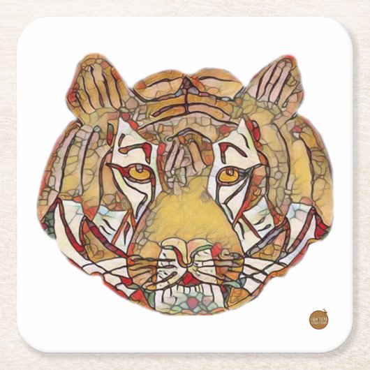 Tiger's Face Square Paper Coaster Rechteckiger Pappuntersetzer (Vorderseite)
