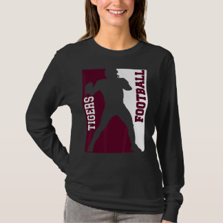 Tigers Football Silhouette Tackle Maroon White Lov T-Shirt