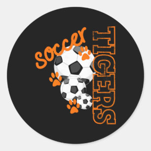 Tigers Fußball Byll Fußbal Maskottchen Pfotenabdrü Runder Aufkleber