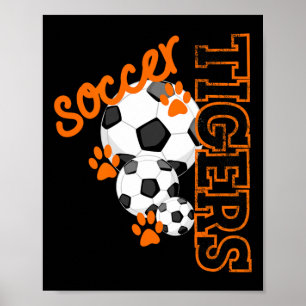 Tigers Fußball-Maskottchen Pfotenabdrücke T-Shirt Poster