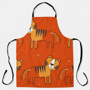 Tigers, handgezeichneter Hintergrund. Farbige naht Schürze