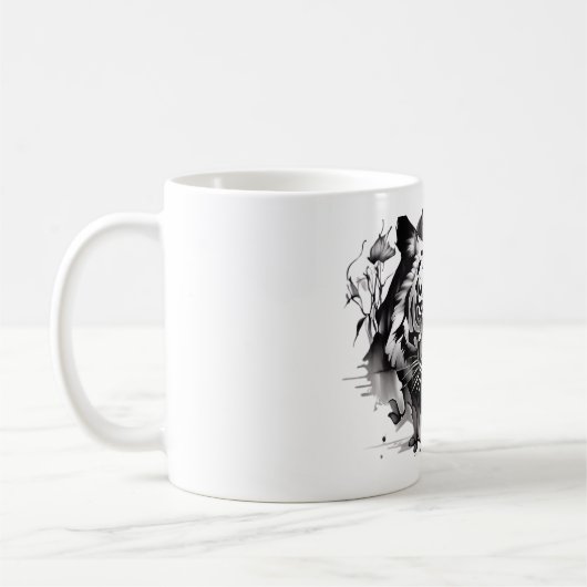 Tigers Head auf einer Kaffee-Tasse Sammler Set Kaffeetasse (Links)