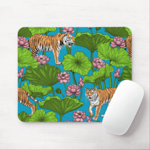 Tigers im rosa Lotus-Teich Mousepad