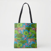 Tigers im rosa Lotus-Teich Tasche (Vorderseite)