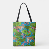 Tigers im rosa Lotus-Teich Tasche (Rückseite)