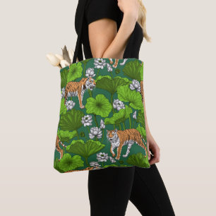 Tigers im weißen Lotus-Teich Tasche
