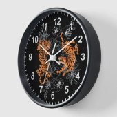 Tigers Japanisch Art Style Black Background Number Uhr (Winkel)