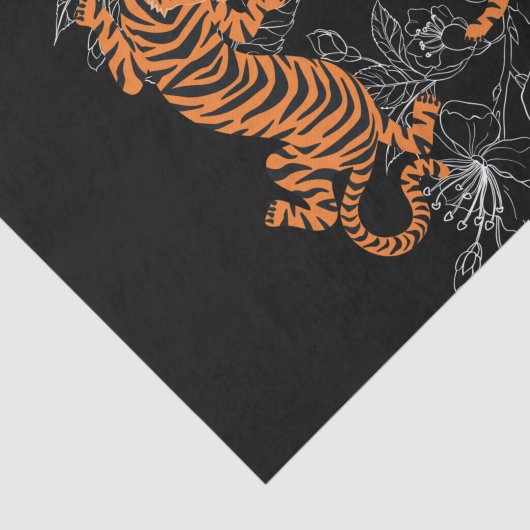 Tigers Japanisch Art Style Black Background Seidenpapier (Ausschnitt)