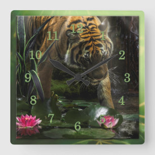 TIGERS NEED WILD PEACE QUADRATISCHE WANDUHR