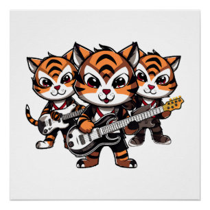 Tigers Playing Band Poster
