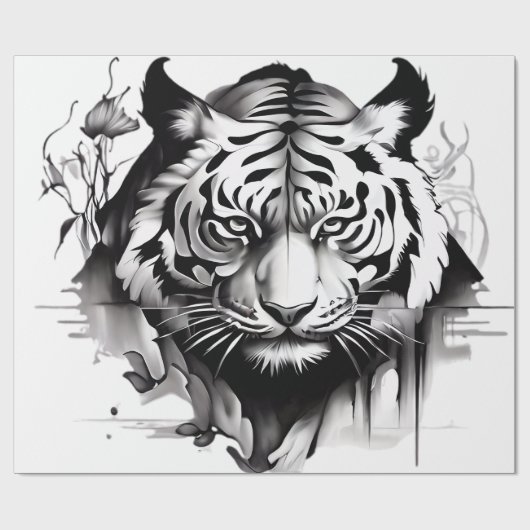 Tigers Portrait mit Atemberaubendem Design Geschenkpapier (Flach)