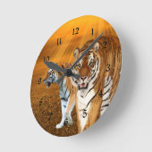Tigers Runde Wanduhr (Winkel)