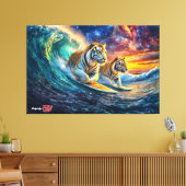 Tigers Surfing Space Design von Rich AMeN Gill Leinwanddruck (Insitu (Wohnzimmer))