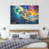 Tigers Surfing Space Design von Rich AMeN Gill Leinwanddruck (Insitu (Schlafzimmer))