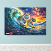Tigers Surfing Space Design von Rich AMeN Gill Leinwanddruck (Insitu (Holzboden))