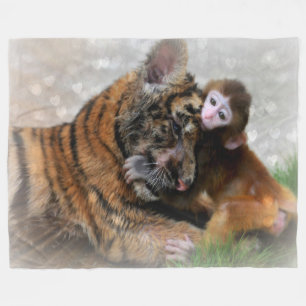 Tigers und Monkey Fleece Blanket
