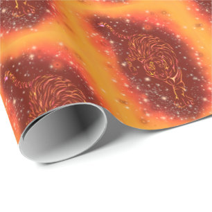 Tigers Wrapping Paper Running At Starry Night Geschenkpapier