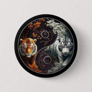 Tigers Yin Yang Button