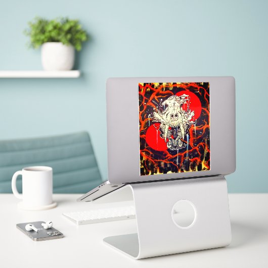 Tigerschädel Aufkleber (Laptop auf Schreibtisch)