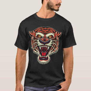 Tigerschädel im Old-School-Tätowierstil T-Shirt