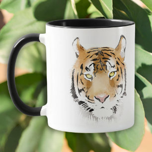 Tigerschädel-Wasserfarbenzeichnung Tasse