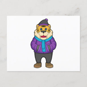 Tigerschal-Mütze Postkarte