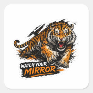 Tigerspiegel-Autosticker Quadratischer Aufkleber