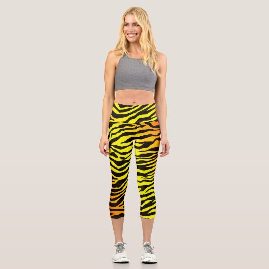 Tigerstreifen Capri Leggings (Vorderseite)