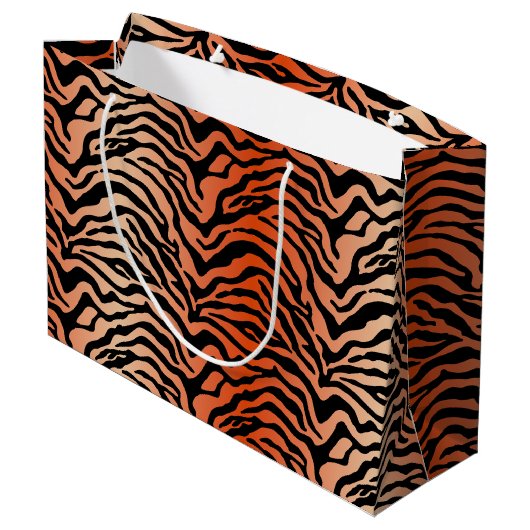 Tigerstreifen drucken große Geschenktasche Geschenktüte (Rückseite Schrägansicht)