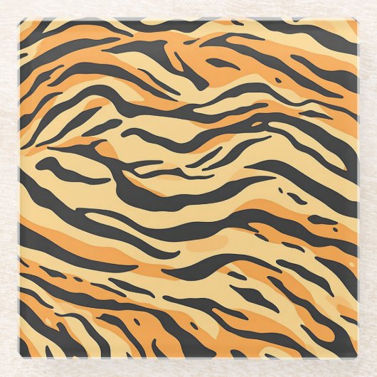 Tigerstreifen Glasuntersetzer (Vorderseite)