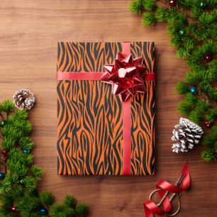 Tigerstreifen in wildem Orange, Tierprint Geschenkpapier