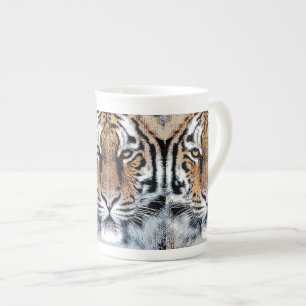 Tigerstreifen Porträt in der grafischen Presse-Art Porzellantasse