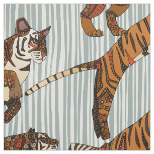 Tigerstreifen Silber Stoff