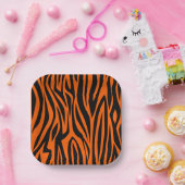 Tigerstreifen-Tiermuster wild orange Pappteller (Party)