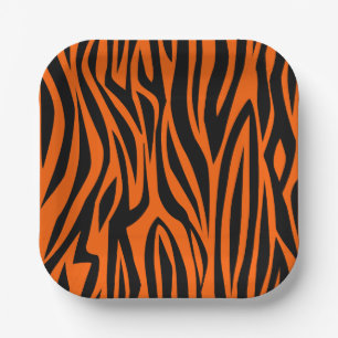 Tigerstreifen-Tiermuster wild orange Pappteller