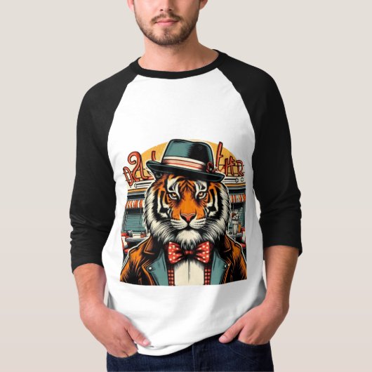 Tigertanz Retro zum Abendessen T-Shirt (Vorderseite)
