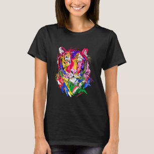 Tigertiermotiv, farbenfrohe Tierkunst T-Shirt