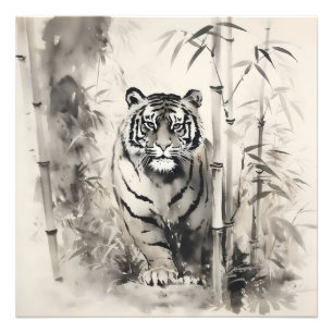 Tigertuschemalerei aus Bambus Fotodruck