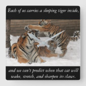 Tigeruhr Quadratische Wanduhr (Vorderseite)