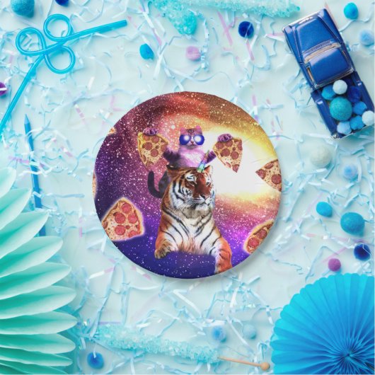 Tigerunikorin mit einer Raumanschette Pappteller (Party)