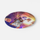 Tigerunikorin mit einer Raumanschette Pappteller (Schrägansicht)