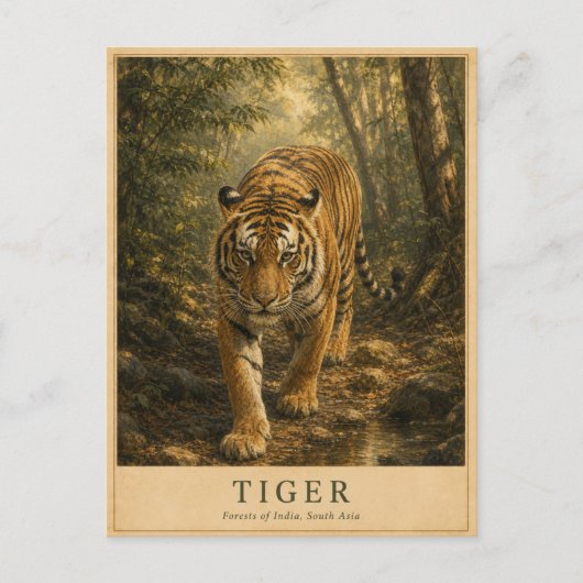 Tigerwälder Indiens VINTAGE Postkarte (Vorderseite)