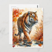 Tigerwandern im Herbst Wasserfarbe Postkarte (Vorne/Hinten)
