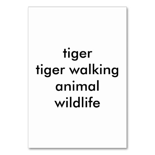 Tigerwandern Lesekarten für Erwachsene Tischnummer (Rückseite)