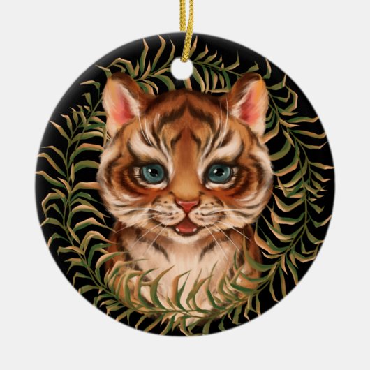 Tigerwürfel Keramik Ornament (Vorne)