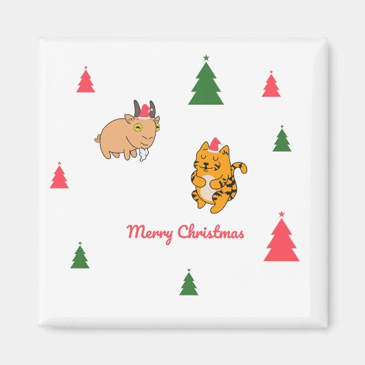 Tigerziege Weihnachtsbaum Magnet (Vorne)