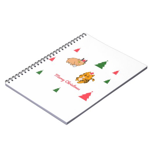 Tigerziege Weihnachtsbaum Notizblock (Linke Seite)