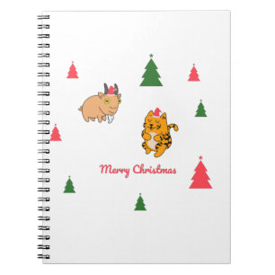 Tigerziege Weihnachtsbaum Notizblock