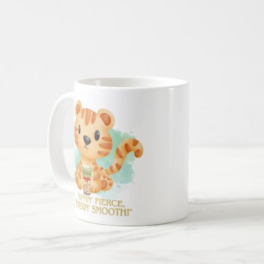 Tigerziffer Cartoon Kaffeetasse (Vorderseite Links)
